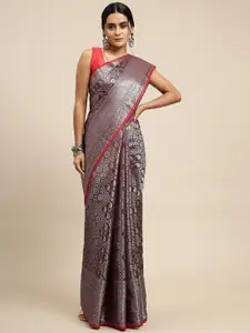 SGF11 Ethnic Motif Zari Pure Silk Kanjeevaram Saree With Blouse Piece