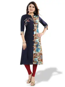 keshubaba Abstract Printed Pure Cotton A-Line Kurta