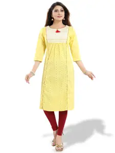 keshubaba Floral Embroidered Cotton Straight Kurta