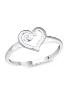 Vighnaharta Rhodium-Plated  Bezel Heart Finger Rings
