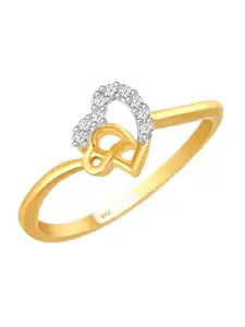 Vighnaharta Gold-Plated Heart Charm Finger Ring