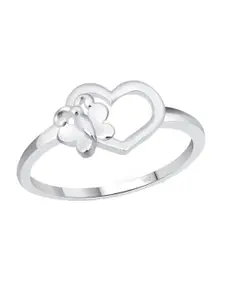 Vighnaharta Rhodium Plated Heart Shaped Finger Ring