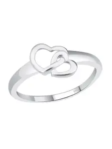 Vighnaharta Rhodium-Plated Heart Charm Finger Ring