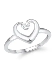 Vighnaharta Rhodium-Plated Heart Shaped Finger Ring