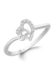 Vighnaharta Rhodium-Plated Cubic Zirconia Studded Finger Ring