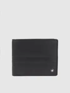 Louis Philippe Men Debossed Stripes Leather Two Fold Wallet