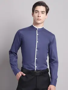 Purple State Classic Fit Band Collar Casual Shirt
