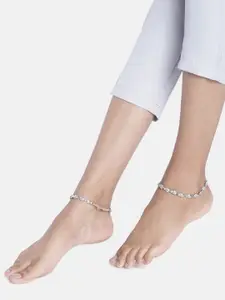 LAIDA Set of 2 German Silver Silver-Plated Oxidised Anklet