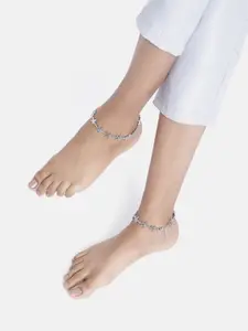LAIDA Set of 2 German Silver Silver-Plated Oxidised Anklet
