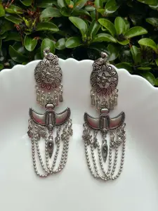 LAIDA Silver-Plated Oxidised Quirky Drop Earrings