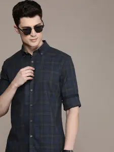 French Connection Slim Fit Tartan Checks Opaque Pure Cotton Casual Shirt