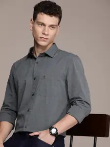 French Connection Pure Cotton Slub Slim Fit Opaque Casual Shirt