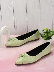 Longwalk Pointed Toe Textured Ballerinas With Bows