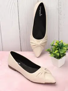 Longwalk Pointed Toe Textured Ballerinas With Bows