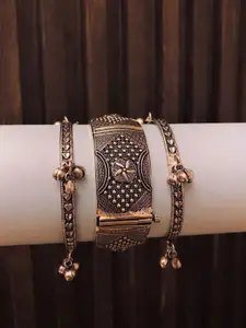 ATIBELLE Set Of 3 Silver-Plated Ghunghroo Bangles