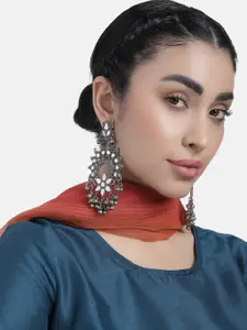 LAIDA Silver-Plated Oxidised Floral Chandbalis