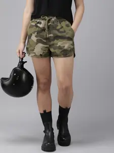 The  Roadster Life Co. Women Pure Cotton Camouflage Printed Shorts
