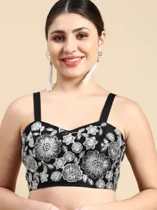 flaher Embroidered Zari Sweetheart Neck Silk Padded Readymade Blouse