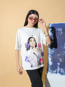 Stylecast X Hersheinbox Dua Lipa Printed Drop-Shoulder Sleeves Pure Cotton T-shirt