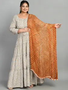 PrettyPlus by Desinoor.com Plus Size Floral Printed Ethnic Dress