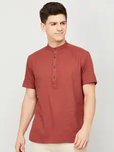Melange by Lifestyle Cotton Mandarin Collar Opaque Casual Shirt