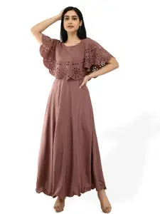 OCEANISTA Cape Sleeves Cut Outs Maxi Dress