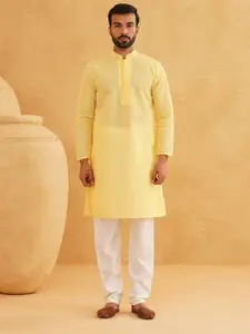 SOJANYA Geometric Embroidered Regular Pure Cotton Kurta With Churidar