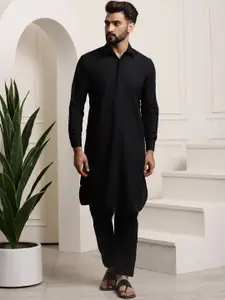 SOJANYA Shirt Collar Thread Work Regular Pure Cotton Kurta With Salwar