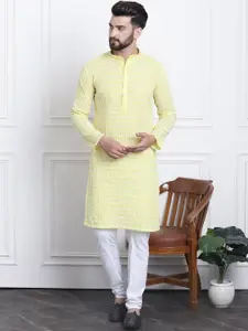 SOJANYA Floral Embroidered Pure Cotton Straight Kurta With Churidar