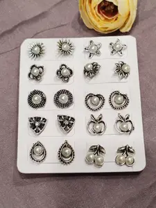 FEMMIBELLA Set of 10 Circular Peal Studs Earrings
