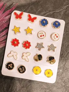FEMMIBELLA Set Of 10 Funky Stud Earrings