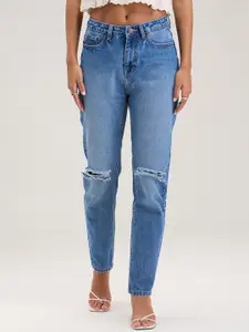 20Dresses Blue Mid-Raise Slash Knee Heavy Fade Cotton Jeans