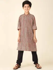 Fabindia Boys Ethnic Motif Printed Cotton Straight Kurta