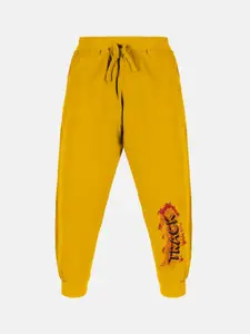KiddoPanti Boys Mid-Rise Typography Printed Pure Cotton Joggers