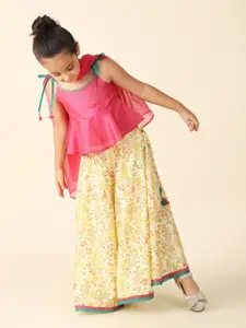 Fabindia Girls Woven Design Ready to Wear Lehenga & Blouse With Dupatta