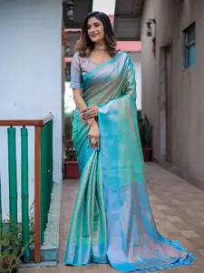 ODETTE Ethnic Motifs Woven Design Zari Silk Blend Saree