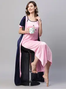 AV2 Floral Embroidered Satin Maxi Nightdress With Robe
