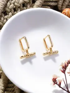 Accessorize Gold-Plated Contemporary T-Bar Drop Earrings