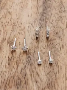 Accessorize Set Of 3 925 Pure Sterling Silver Plated Sparkle Studs