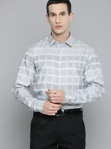 Indian Terrain Windowpane Checks Slim Fit Pure Cotton Formal Shirt