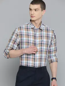 Indian Terrain Checked Slim Fit Cotton Linen Formal Shirt