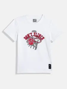 Puma Boys Typography Printed Pure Cotton Basketball T-shirt