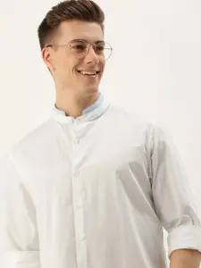 Mast & Harbour Men Standard Mandarin Collar Opaque Pure Cotton Casual Shirt