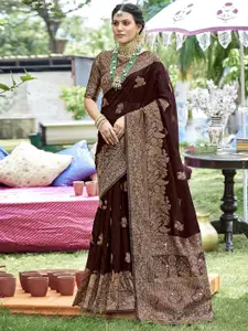 Satrani Floral Woven Design Zari Tissue Saree