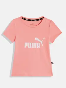 Puma Girls Essentials Brand Logo Print Knitted Pure Cotton T-Shirt