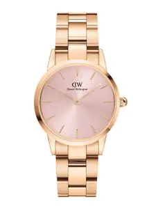 Daniel Wellington Embellished Gold-Plated Bracelet Style Straps Watch DW00100370
