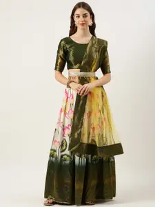 Fabcartz Woven Design Semi-Stitched Lehenga & Unstitched Blouse With Dupatta