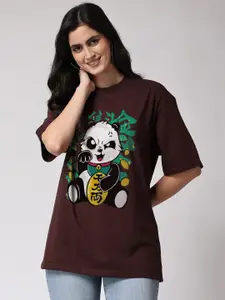 The Label Bar Graphic Printed Cotton Longline Oversized T-shirt