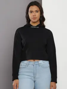 Calvin Klein Jeans Long Sleeves Hooded Crop Sweatshirt