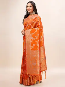 Indian Women Ethnic Motifs Woven Design Zari Organza Banarasi Saree